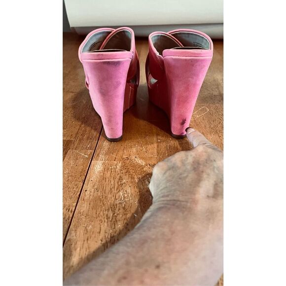 Charles by Charles David Pink Alternative Wedge Ultra High Sandals SZ 6 - Picture 5 of 9